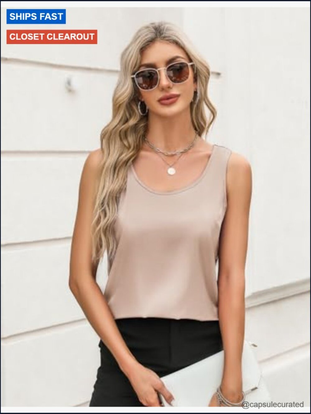 Silk Satin Scoop Neck Tank Top Sleeveless Camisole for Women Basic Blouse - Picture 3 of 5